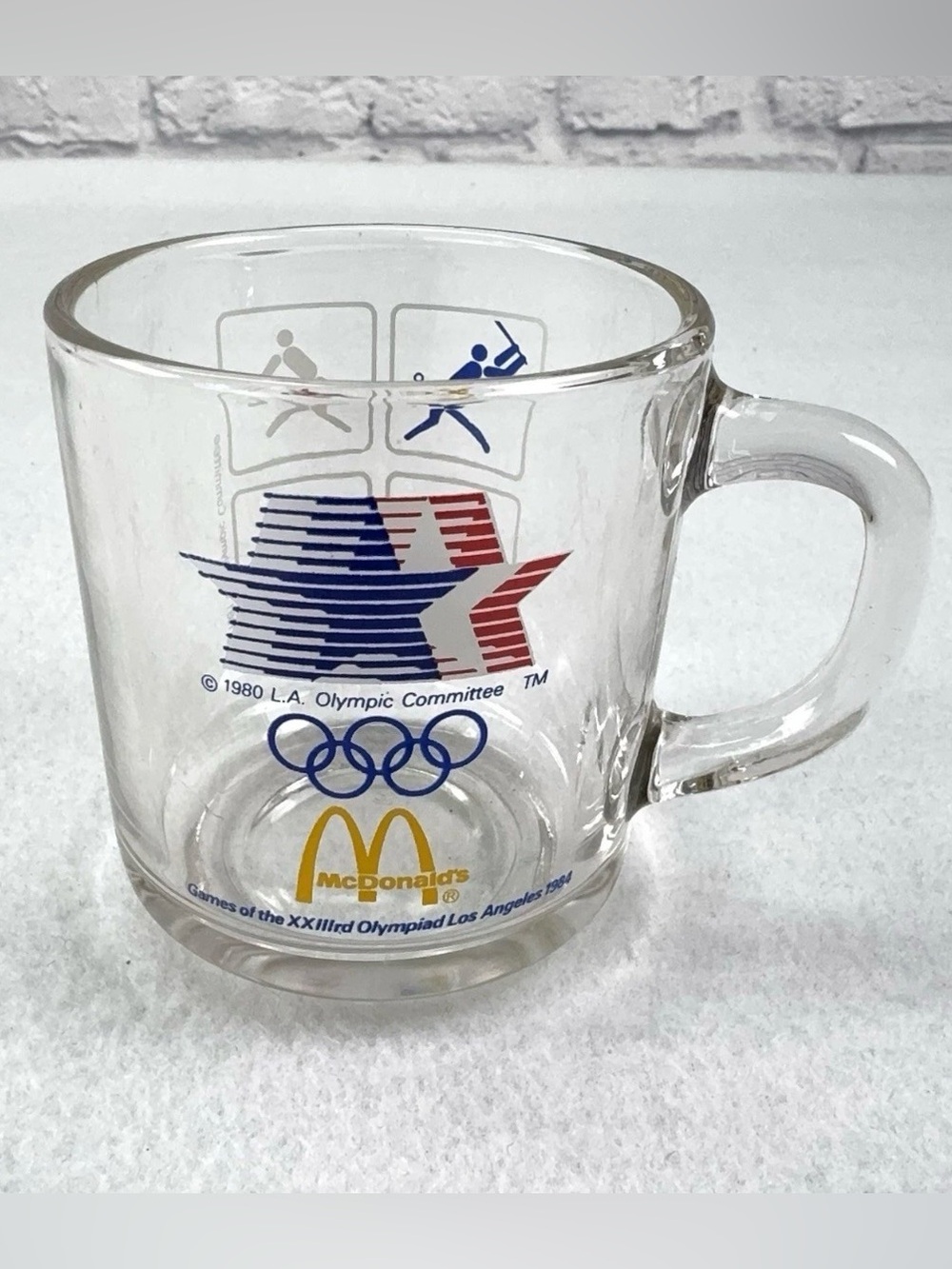 Vintage 1984 McDonald’s LA Olympics Glass Mug Sports Pictograms
